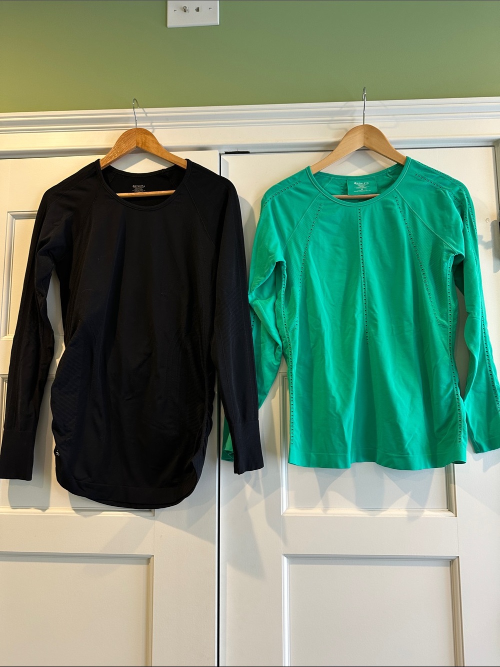 Athleta Long-Sleeve Active Tops - Black & Green